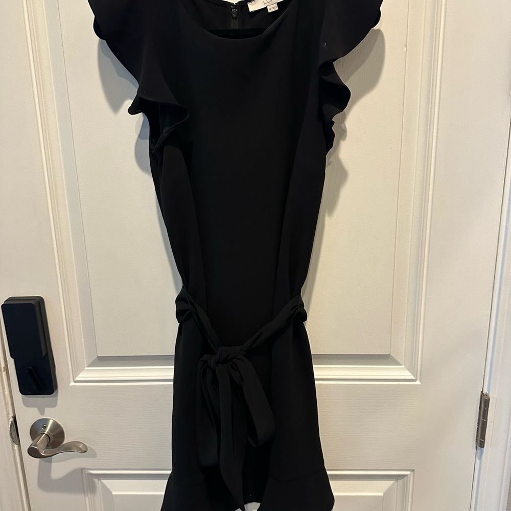 LOFT Black Ruffle Sleeve Mini Dress